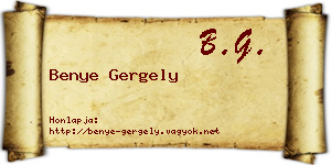 Benye Gergely névjegykártya